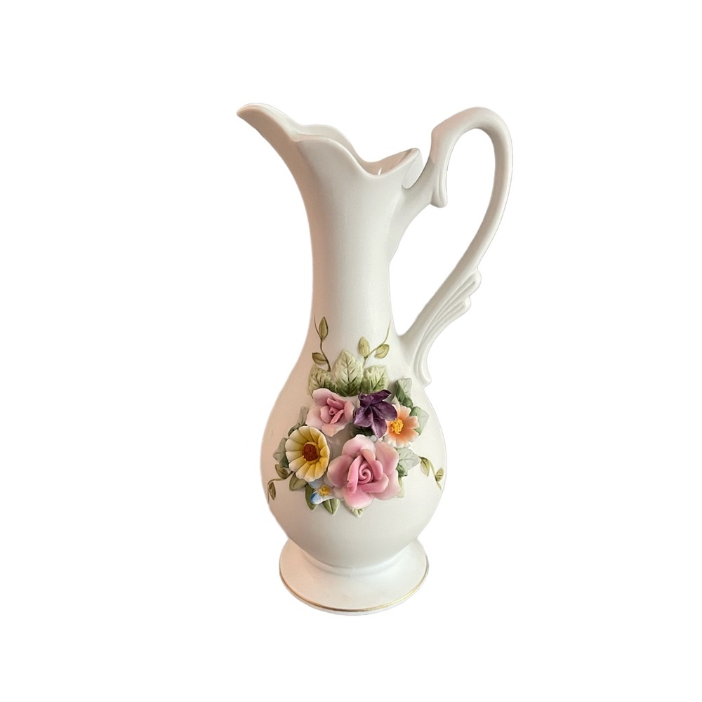 Vintage Lefton China hand painted floral vase KW829